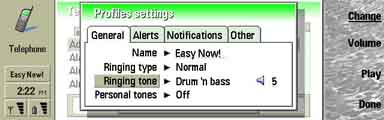 dialogue box for setting ring tone